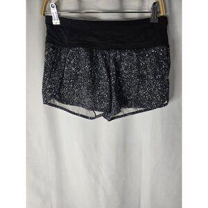 LULULEMON Run Times Short 4” WOMENS SZ 4 Mini Splatter White Black MEDIUM RISE